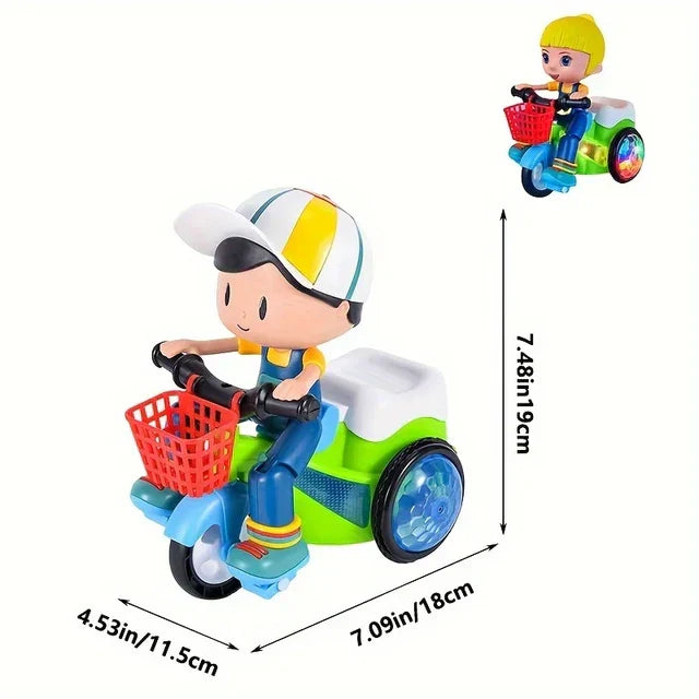 Musical Stunt Tricycle Car 360 Degree Rotate Luminous Motorcycle Baby Toy