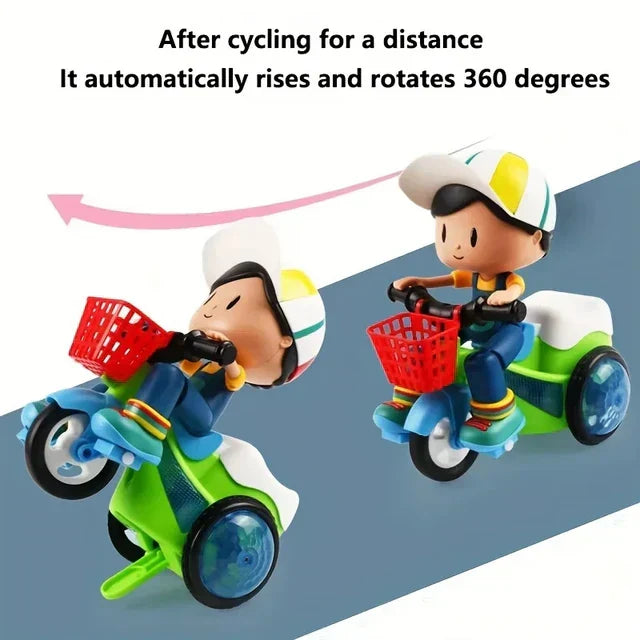 Musical Stunt Tricycle Car 360 Degree Rotate Luminous Motorcycle Baby Toy