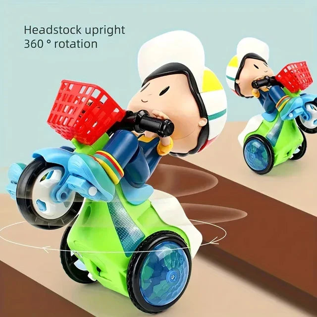 Musical Stunt Tricycle Car 360 Degree Rotate Luminous Motorcycle Baby Toy