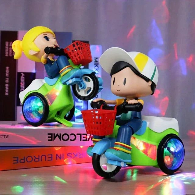 Musical Stunt Tricycle Car 360 Degree Rotate Luminous Motorcycle Baby Toy