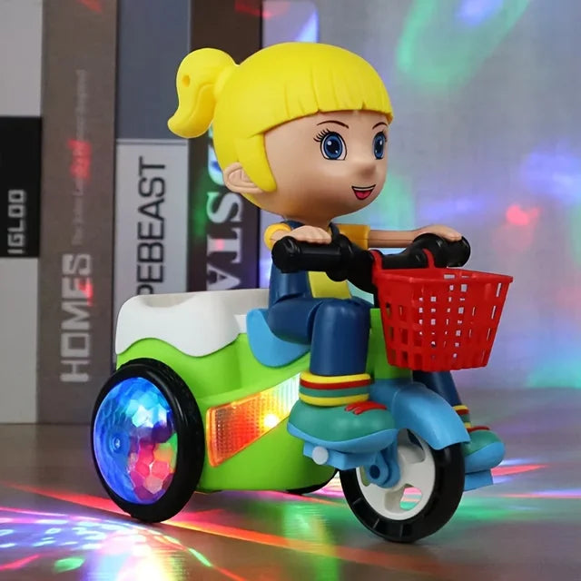 Musical Stunt Tricycle Car 360 Degree Rotate Luminous Motorcycle Baby Toy