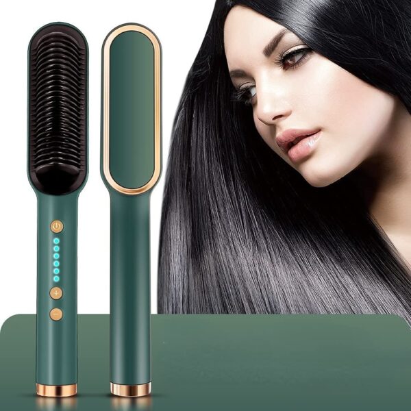 Hqt-909 Hair Straightener Ceramic Heated Hair Brush | Brush Straightener | Ceramic Heated Hair | Hair Styling | Hair Beauty Tool | Straight , Curl Different Styling Hair Ceramic Brush ( Random Color )