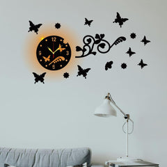 Butterfly Design Sticker Analogue Wall Clock