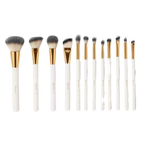 BH Cosmetics Makeup Brushes With Makeup Brush Holder White Studded Elegance Combo of 12 Brushes for Beginner and Professionals