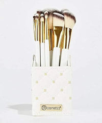 BH Cosmetics Makeup Brushes With Makeup Brush Holder White Studded Elegance Combo of 12 Brushes for Beginner and Professionals