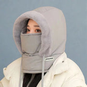 Winter Warm Hooded Face Mask for Men & Women – Thick Velvet Fur-Lined Winter Hat, Windproof Neck Warmer & Ear Protection