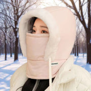 Winter Warm Hooded Face Mask for Men & Women – Thick Velvet Fur-Lined Winter Hat, Windproof Neck Warmer & Ear Protection