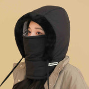 Winter Warm Hooded Face Mask for Men & Women – Thick Velvet Fur-Lined Winter Hat, Windproof Neck Warmer & Ear Protection