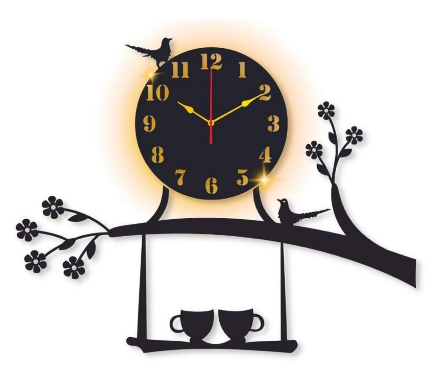 Beautiful Bird Design Laminated Wall Clock With Backlight