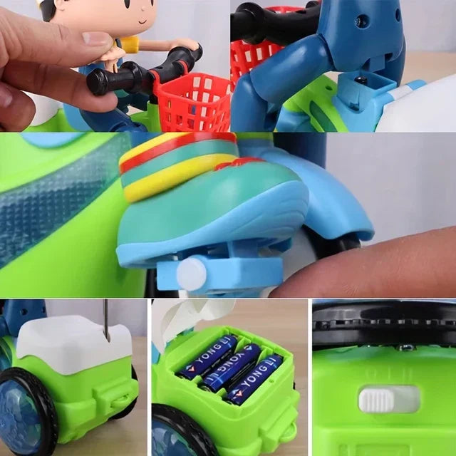 Musical Stunt Tricycle Car 360 Degree Rotate Luminous Motorcycle Baby Toy