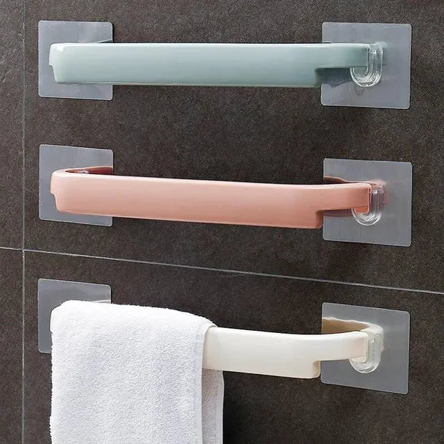 Bathroom Towel Bar Extended Double Rod Wall Mounted No Drilling Required Towel Holder For Toilet Rod Slippers Rack Wholesale