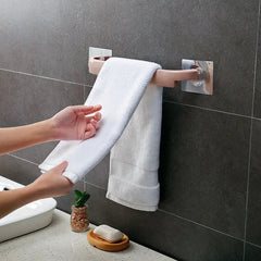 Bathroom Towel Bar Extended Double Rod Wall Mounted No Drilling Required Towel Holder For Toilet Rod Slippers Rack Wholesale