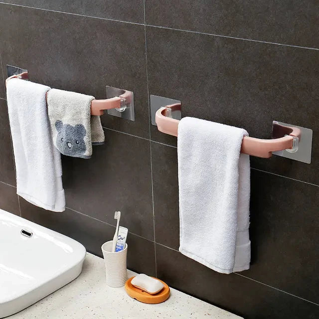 Bathroom Towel Bar Extended Double Rod Wall Mounted No Drilling Required Towel Holder For Toilet Rod Slippers Rack Wholesale