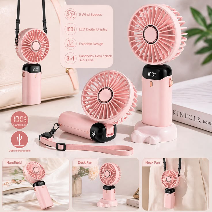 Rechargeable Hand Fan with 5 Speed