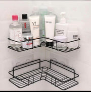 Stainless Steel Black Corner Bathroom Organizer – Space Saving Shower & Storage Rack