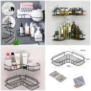 Stainless Steel Black Corner Bathroom Organizer – Space Saving Shower & Storage Rack