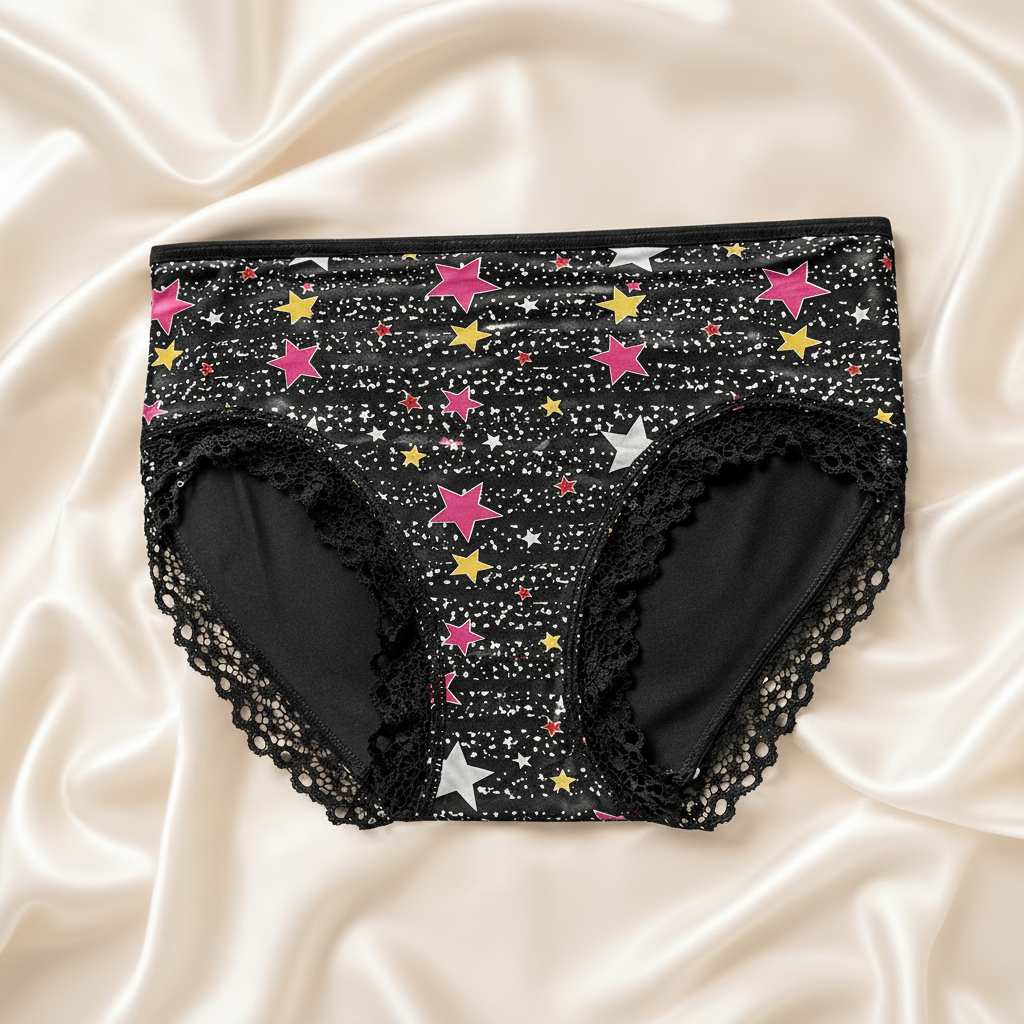 Premium Women’s Cotton Printed Panty with Elegant Lace Trim – Soft & Comfortable