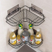 Stainless Steel Black Corner Bathroom Organizer – Space Saving Shower & Storage Rack