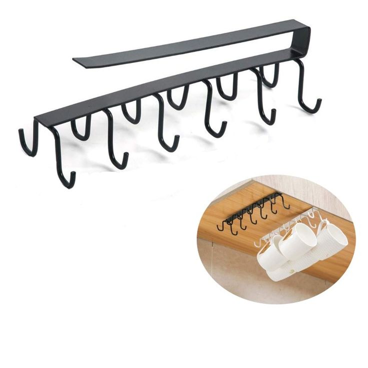 Multi-Purpose Kitchen Shelf Hanging Hooks – Space-Saving Utensil & Cup Organizer