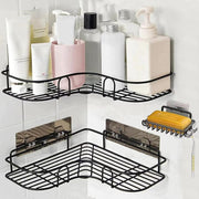Stainless Steel Black Corner Bathroom Organizer – Space Saving Shower & Storage Rack