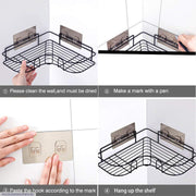 Stainless Steel Black Corner Bathroom Organizer – Space Saving Shower & Storage Rack