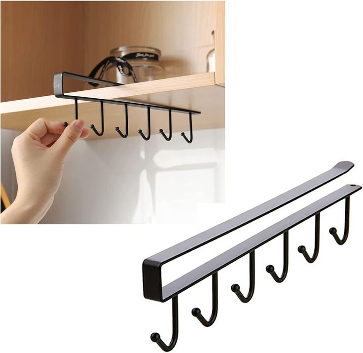 Multi-Purpose Kitchen Shelf Hanging Hooks – Space-Saving Utensil & Cup Organizer